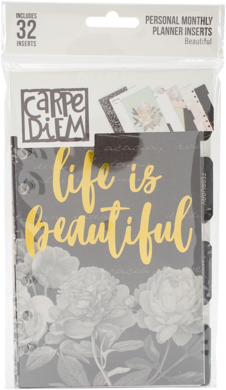 Carpe Diem Beautiful Double-Sided Personal Planner Inserts-Monthly, Undated